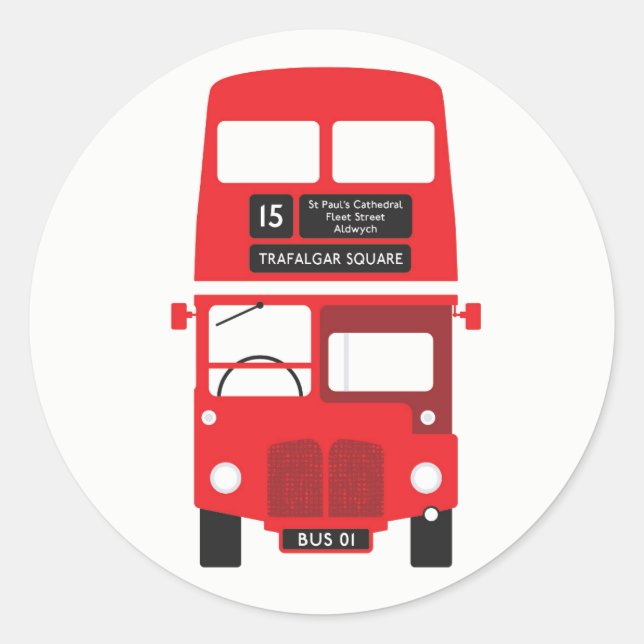 Adesivo Redondo London Red Bus Stickers (Frente)