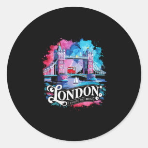 Adesivo Redondo Londres Reino Unido Viagem Férias Eu Amo Londo