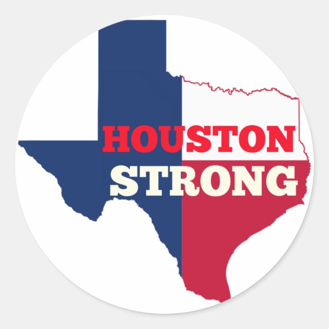 Adesivo Redondo Lone Star "Houston Strong" (Frente)