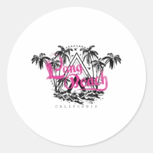 Adesivo Redondo Long Beach California CA Costa EUA