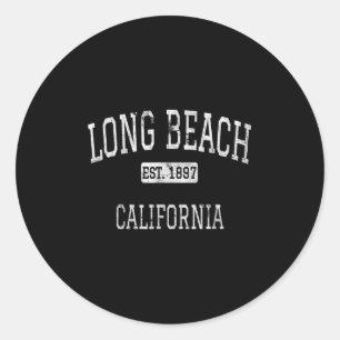 Adesivo Redondo Long Beach California Ca Vintage