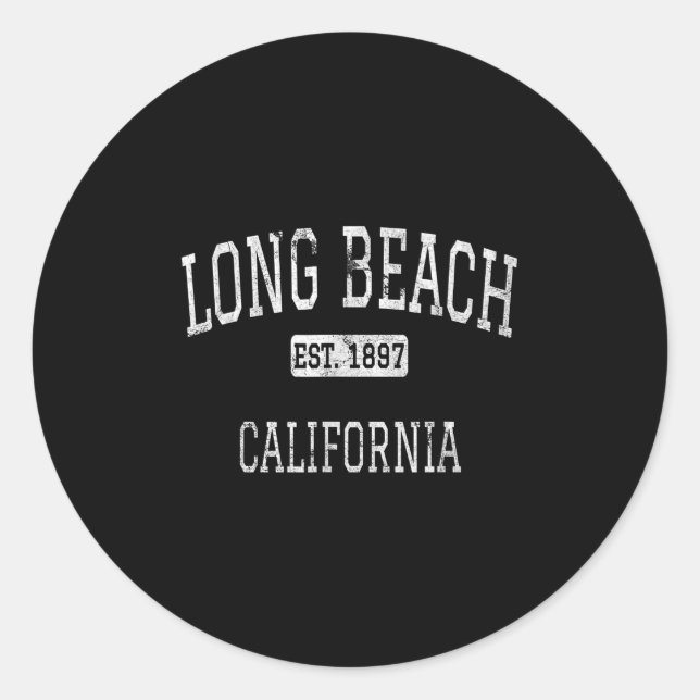 Adesivo Redondo Long Beach California Ca Vintage (Frente)