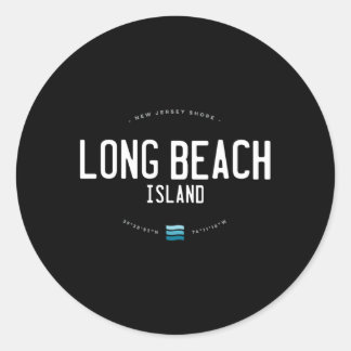 Adesivo Redondo Long Beach Island New Jersey Shore Waves