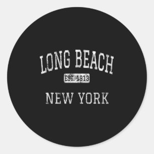 Adesivo Redondo Long Beach New York Ny Vintage