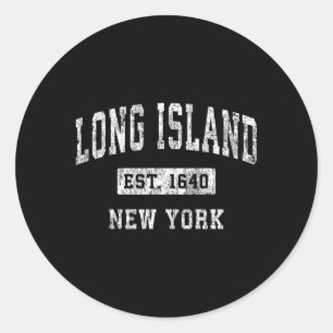 Adesivo Redondo Long Island New York Ny Estabelecida Esporte