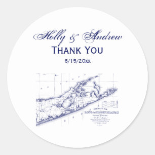 Adesivo Redondo Long Island - O Mapa De Hamptons