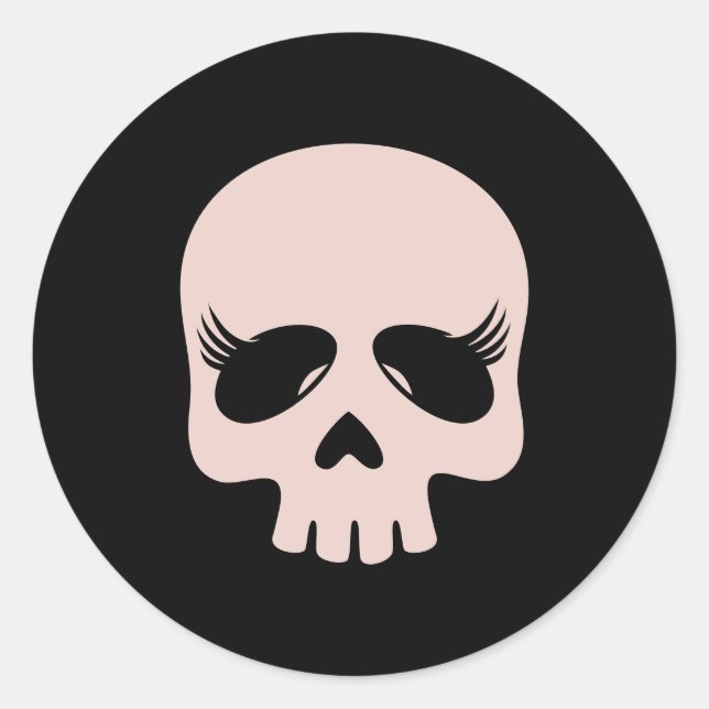 Adesivo Redondo Long Lashes Beauty Girl Skull Gothic (Frente)