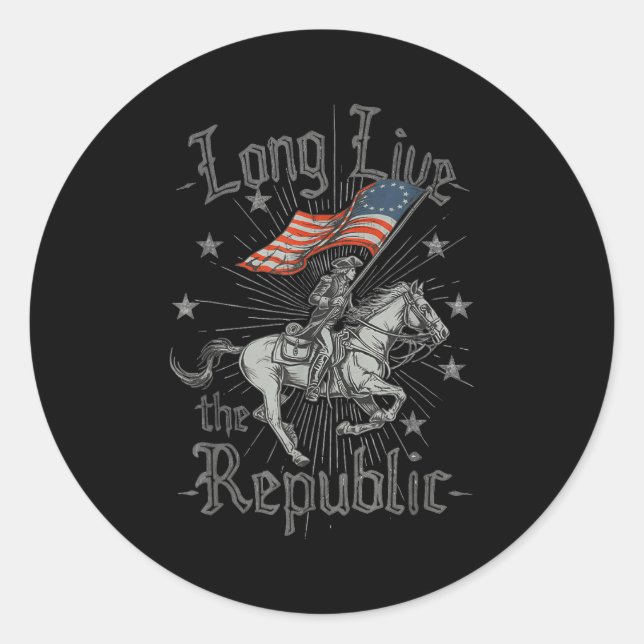 Adesivo Redondo Long Live The Republic Us  (Frente)