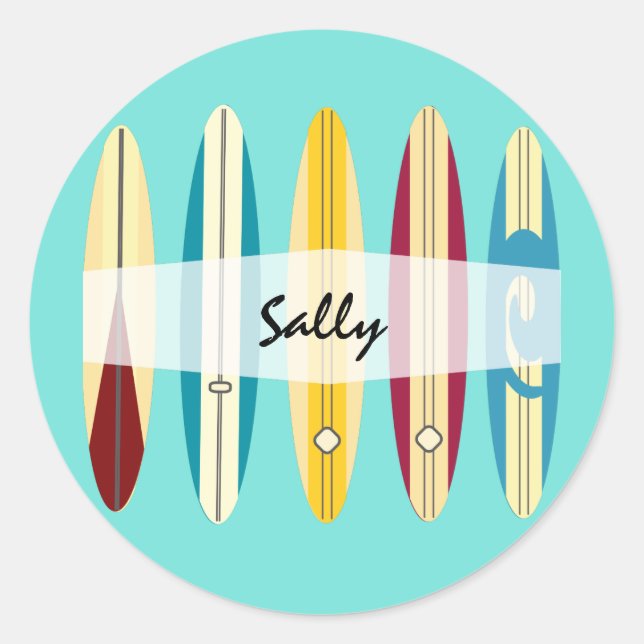 Adesivo Redondo Longboards Antigos (Frente)