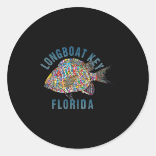 Adesivo Redondo Longboat Key, Florida Beach Design _ Souvenir Illu