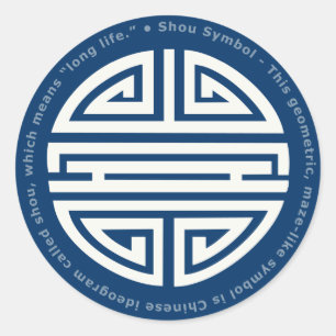 Adesivo Redondo Longevidade   Incrível caráter chinês