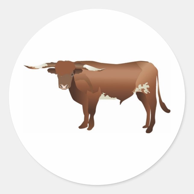 Adesivo Redondo Longhorn Cattle (Frente)