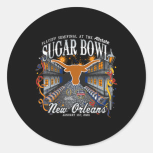 Adesivo Redondo Longhorns Sugar Bowl 2024 Cfp Semi Futebol Nola