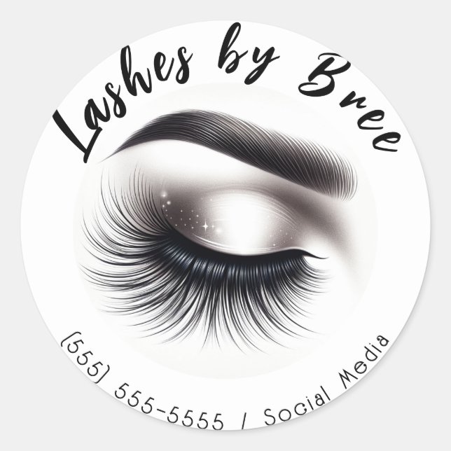 Adesivo Redondo Longo Preto Eyelashes Lash Extensions Beleza (Frente)