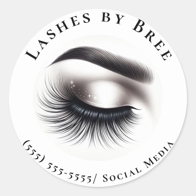 Adesivo Redondo Longo Preto Eyelashes Lash Extensions Beleza (Frente)