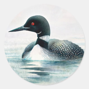 Adesivo Redondo Loon Natação Aquarela