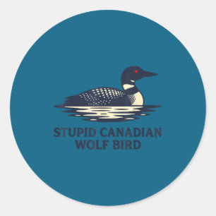 Adesivo Redondo Loon Pássaro Lobo Canadense Idiota