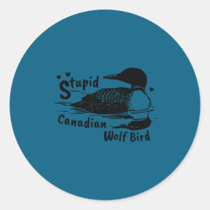 Adesivo Redondo Loon Pássaro Lobo Canadense Idiota