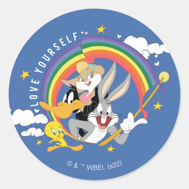 Adesivo Redondo LOONEY TUNES™ - Love Yourself Pride Badge (Frente)