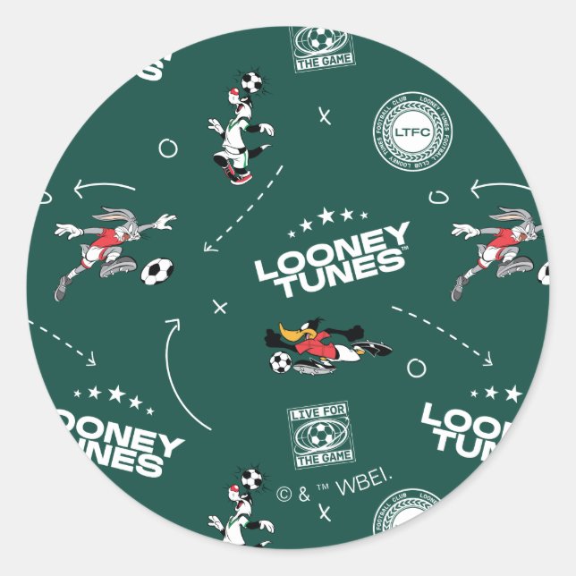 Adesivo Redondo LOONEY TUNES™ Soccer Playbook Pattern (Frente)