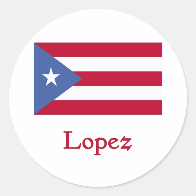 Adesivo Redondo Lopez Puerto Rican Flag (Frente)