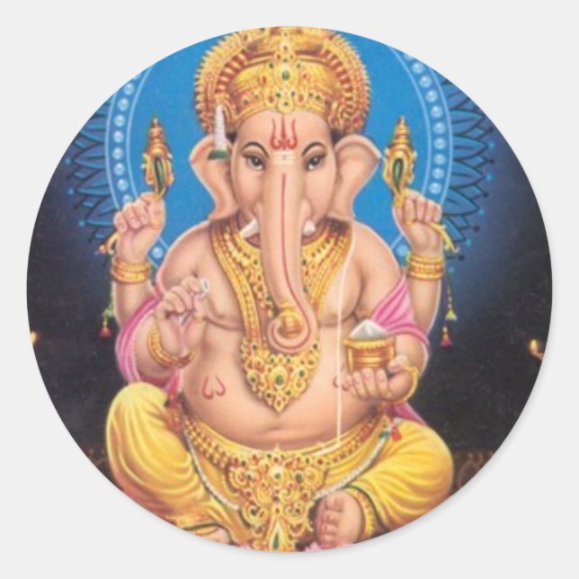 Adesivo Redondo Lord Ganesh Round Sticker (Frente)