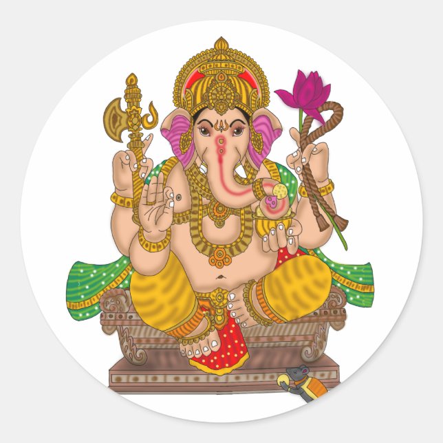 Adesivo Redondo Lord Ganesha Sticker (Frente)