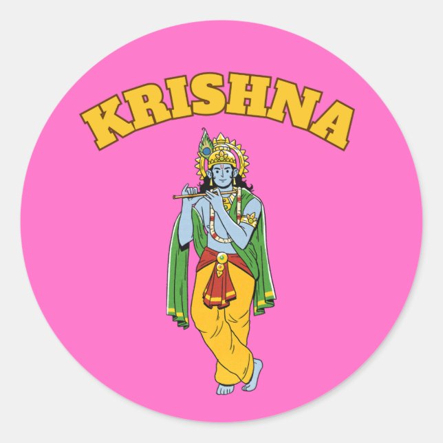 Adesivo Redondo Lord Krishna Stickers (Frente)