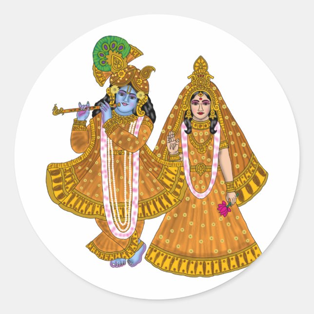 Adesivo Redondo Lord Krishna Stickers (Frente)