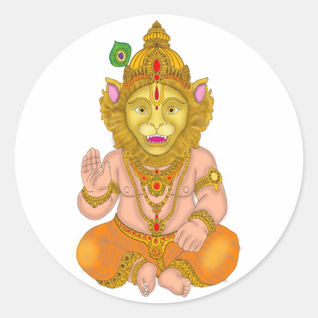 Adesivo Redondo Lord Narsimha Stickers (Frente)