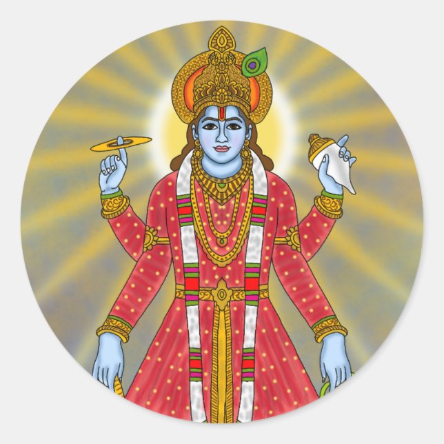 Adesivo Redondo Lord Vishnu Sticker (Frente)