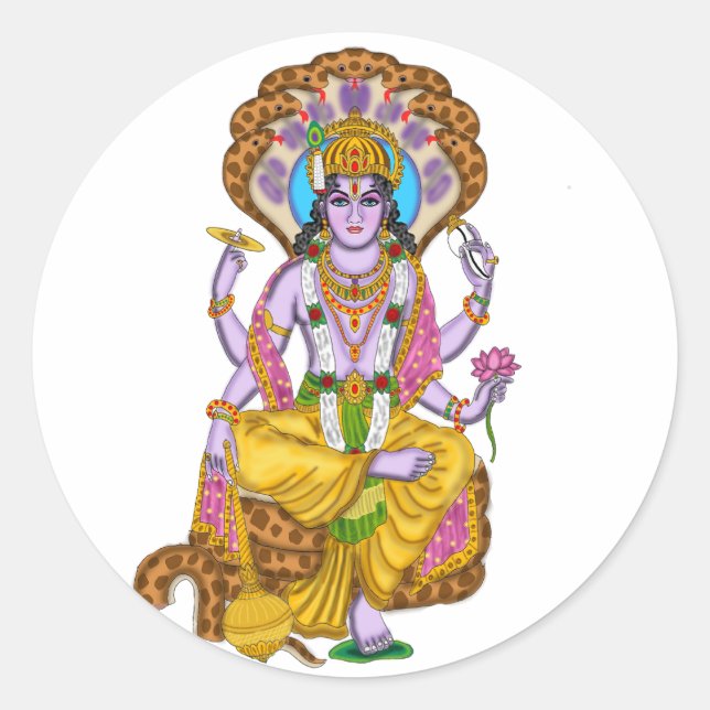 Adesivo Redondo Lord Vishnu Stickers (Frente)
