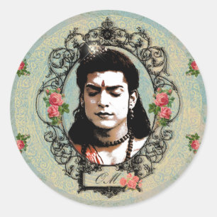Adesivo Redondo Lorde Rama Indian Bollywood Meditação de Deus