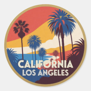 Adesivo Redondo Los Angeles Califórnia EUA Cidade da Costa do Pací