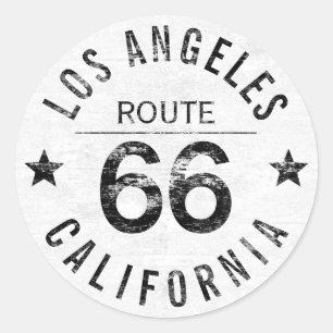 Adesivo Redondo Los Angeles California Route 66