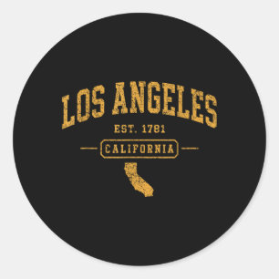 Adesivo Redondo Los Angeles Esportes Antigos Califórnia Retro