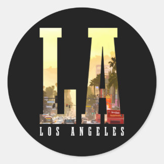 Adesivo Redondo Los Angeles La Skyline California La