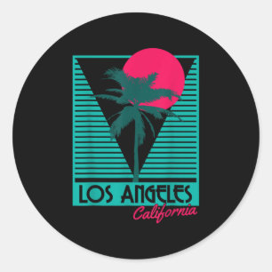Adesivo Redondo Los Angeles Vintage Retro La California Beach Souv