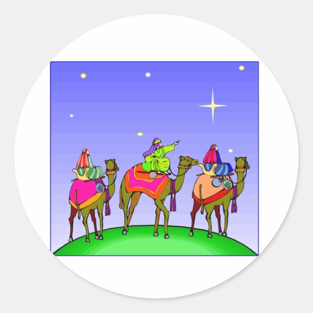 Adesivo Redondo Los Tres Reyes Magos Siga Estrella (Frente)