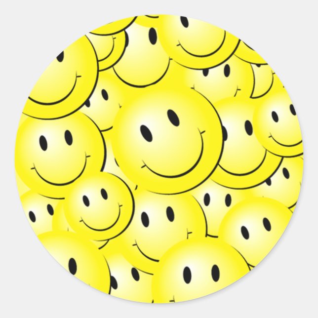 Adesivo Redondo Lotsa Sunny Happy Faces em Stickers (Frente)