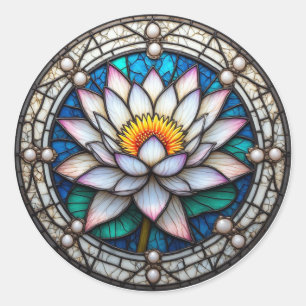 Adesivo Redondo Lótus de Vidro Colorido Para Amantes de Flores