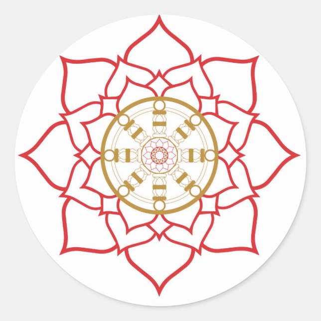 Adesivo Redondo Lotus Dharma Wheel Sticker (Frente)