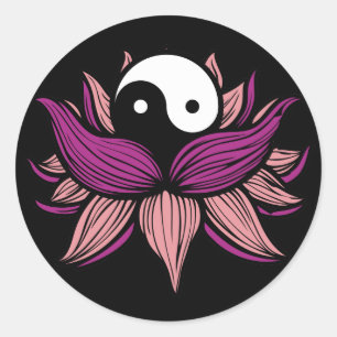 Adesivo Redondo Lotus Flower e Yin Yang
