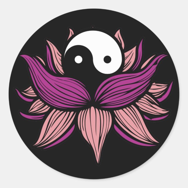 Adesivo Redondo Lotus Flower e Yin Yang (Frente)