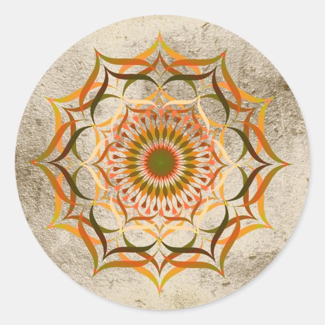 Adesivo Redondo Lótus Flower Watercolor Dourado Mandala Curando Io (Frente)