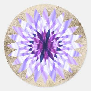 Adesivo Redondo Lótus Flower Watercolor Logotipo Purple Healing Yo