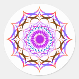 Adesivo Redondo Lótus Flower Watercolor Mandala Curando Ioga