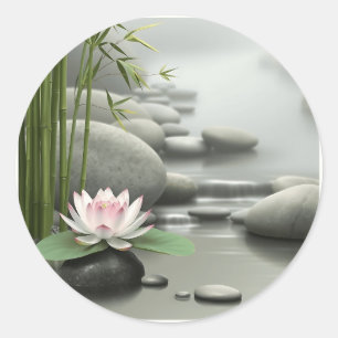 Adesivo Redondo Lotus Minimalista no Jardim Japonês