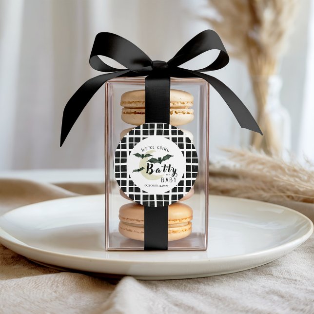 Adesivo Redondo Louco por Bebê Xadrez Bebê e Festa da Lua (Criador carregado)