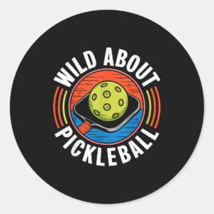 Adesivo Redondo Louco por pickleball divertido pickle ball